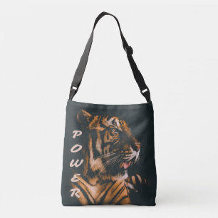 Tiger Power Stripes Fierce Motivational Crossbody Bag