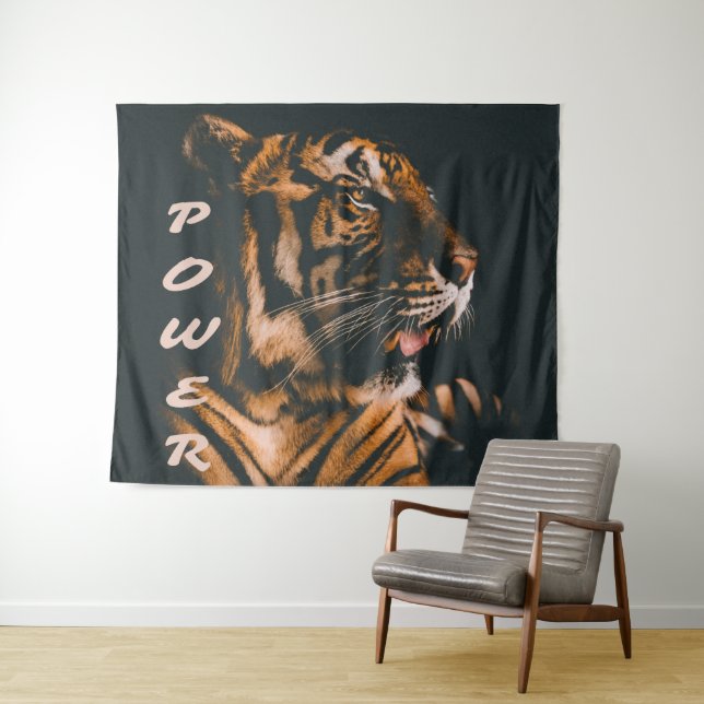 Tiger Power Stripes Fierce Motivational Tapestry (In Situ (Horizontal))