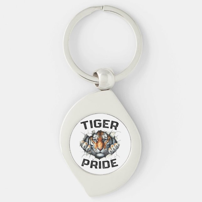 Tiger Pride Retro Tiger School Sports Team  Key Ring (Front)