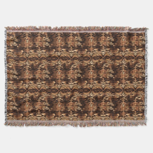 Tiger Print Abstract Throw Blanket (Front)