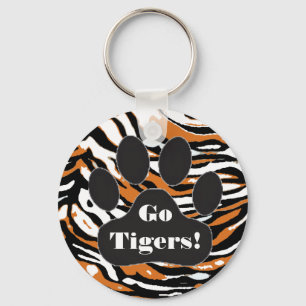 Tiger Print and Paw Key Ring