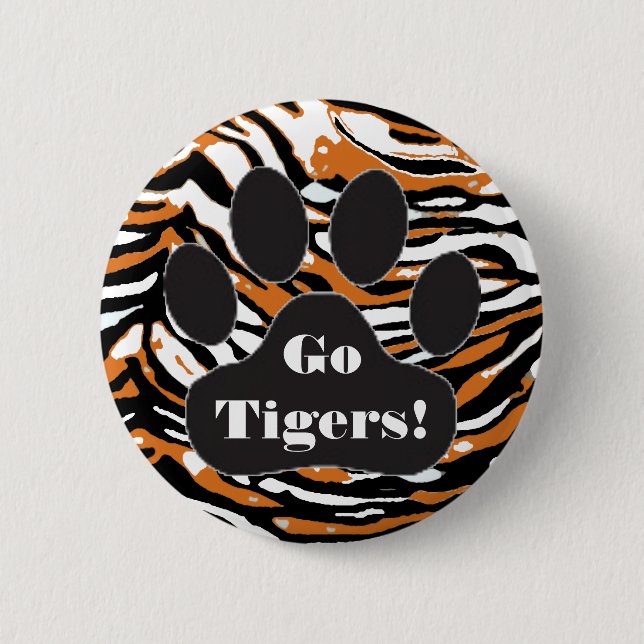 Tiger Print and Paw-School Spirit 6 Cm Round Badge (Front)