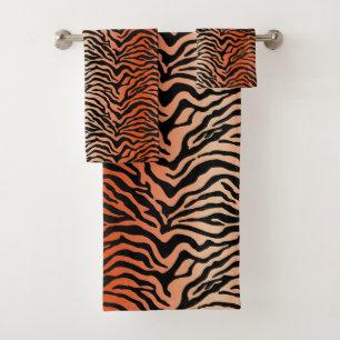 Tiger print bath towel set