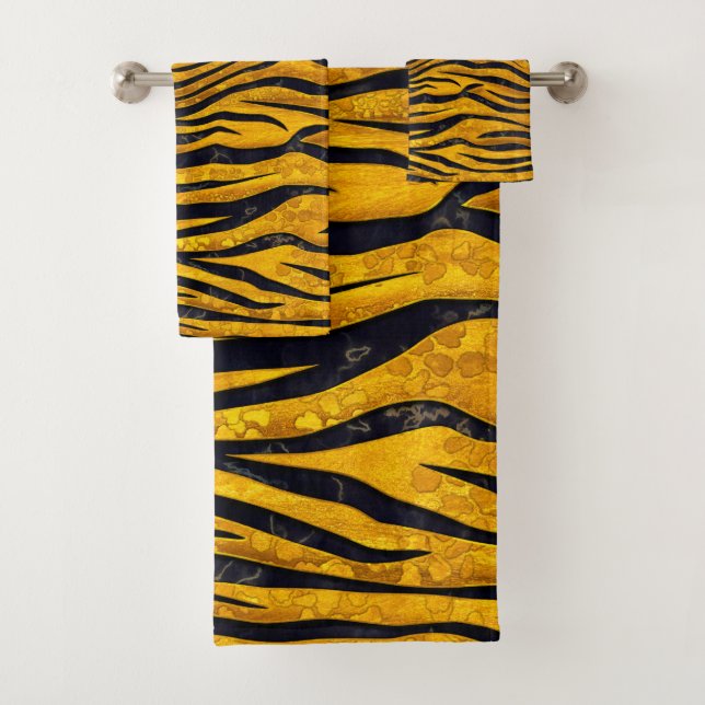 Tiger Print - Gold Clusters Bath Towel Set (Insitu)