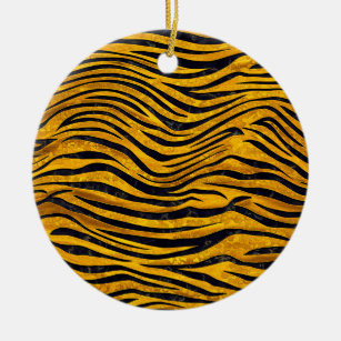 Tiger Print - Gold Clusters Ceramic Ornament