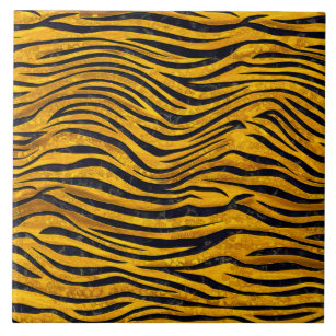 Tiger Print - Gold Clusters Ceramic Tile