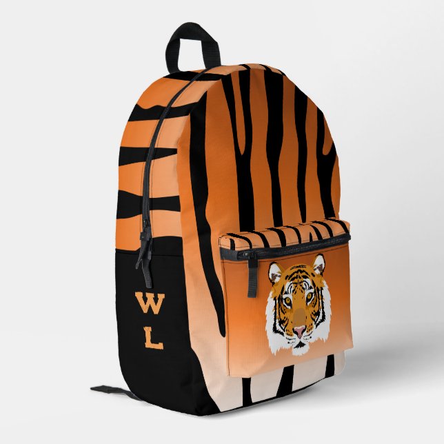 Tiger Print Monogram Printed Backpack (Back Corner Left)
