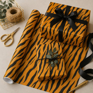 Tiger Print Orange and Black Wrapping Paper