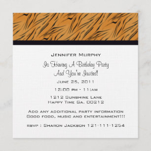 Tiger Print Party Invitations