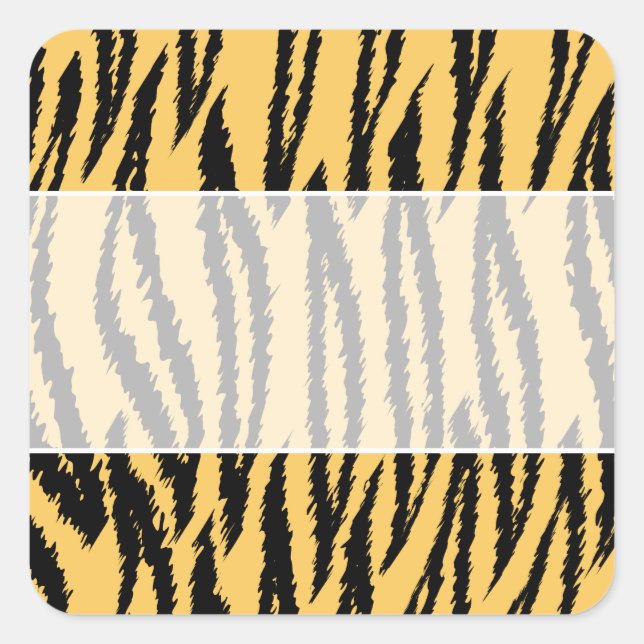 Tiger Print Pattern. Orange and Black. Square Sticker (Front)