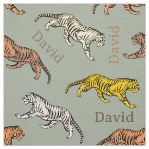 Tiger Print with Name  Fabric