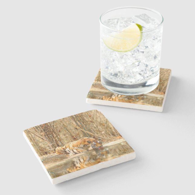 Tiger Reflection Stone Coaster (Side)