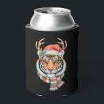 Tiger Reindeer Christmas Santa Hat Xmas Holiday Can Cooler<br><div class="desc">Tiger Reindeer Christmas Santa Hat Xmas Holiday</div>