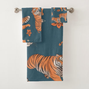 Tiger Retro Colourful Personalised Pattern Bath Towel Set