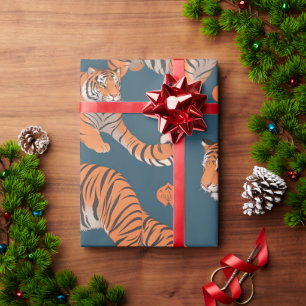 Tiger Retro Colourful Personalised Pattern Wrapping Paper