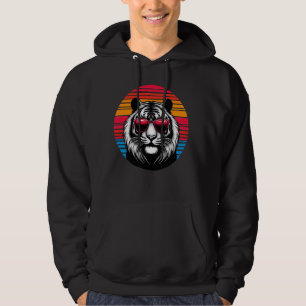 Tiger Retro Vintage Sunset Animal Sunglasses 70s Hoodie
