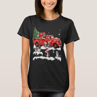 Tiger Riding Red Truck Christmas Tree Believe Sant T-Shirt