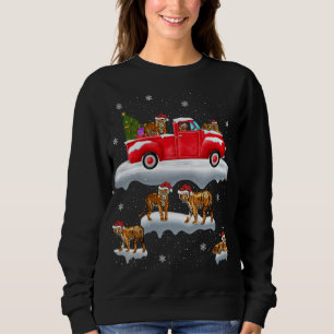 Tiger Riding Red Truck Merry Christmas X-mas Ugly  Sweatshirt
