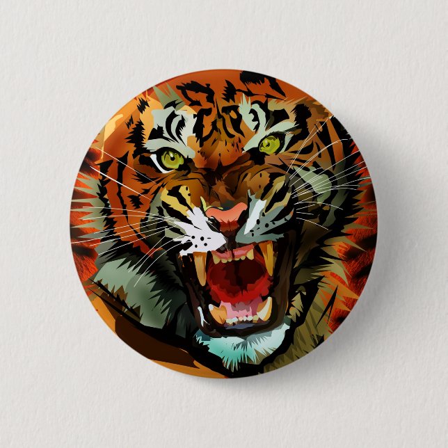 Tiger Roar 6 Cm Round Badge (Front)