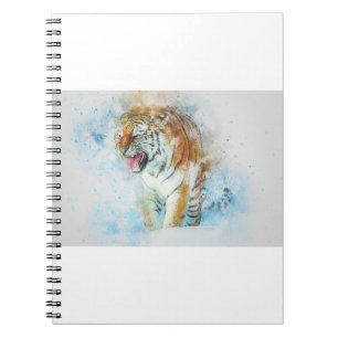 Tiger Roar Animal Art Abstract Watercolor Vintage. Notebook