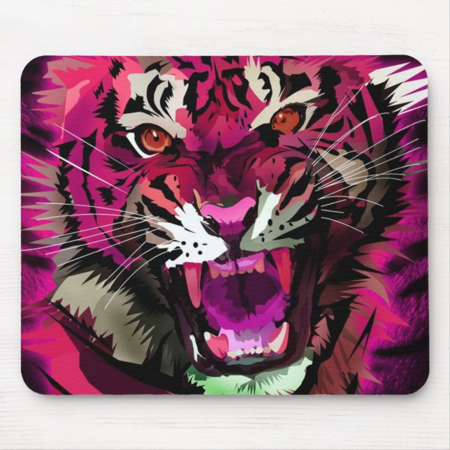 Tiger Roar - Pink Mouse Pad (Front)