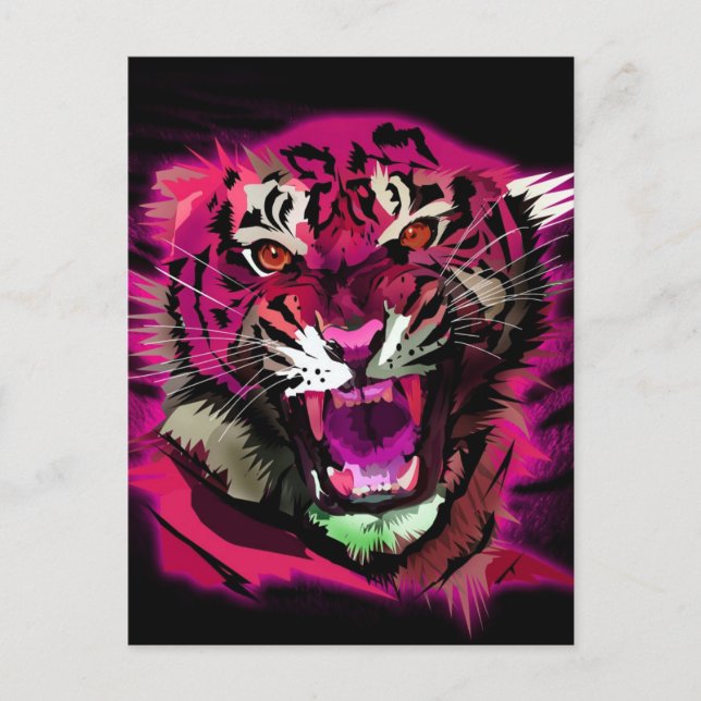 Tiger Roar - Pink Postcard (Front)