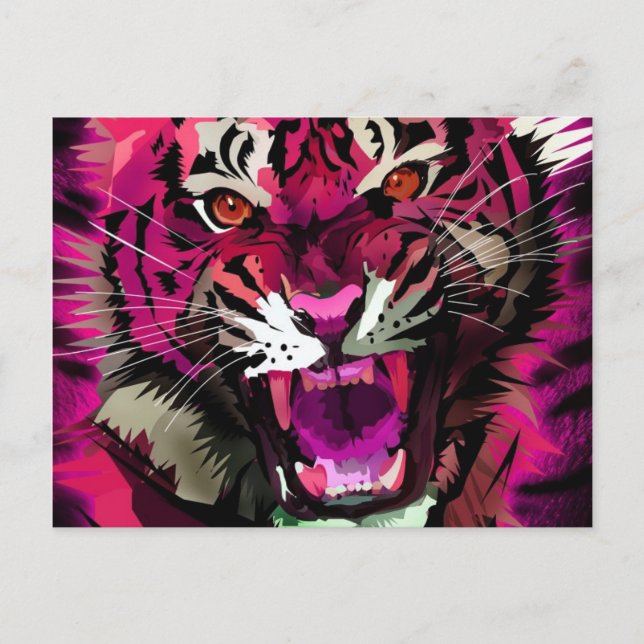 Tiger Roar - Pink Postcard (Front)