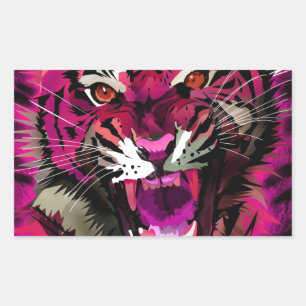 Tiger Roar - Pink Rectangular Sticker