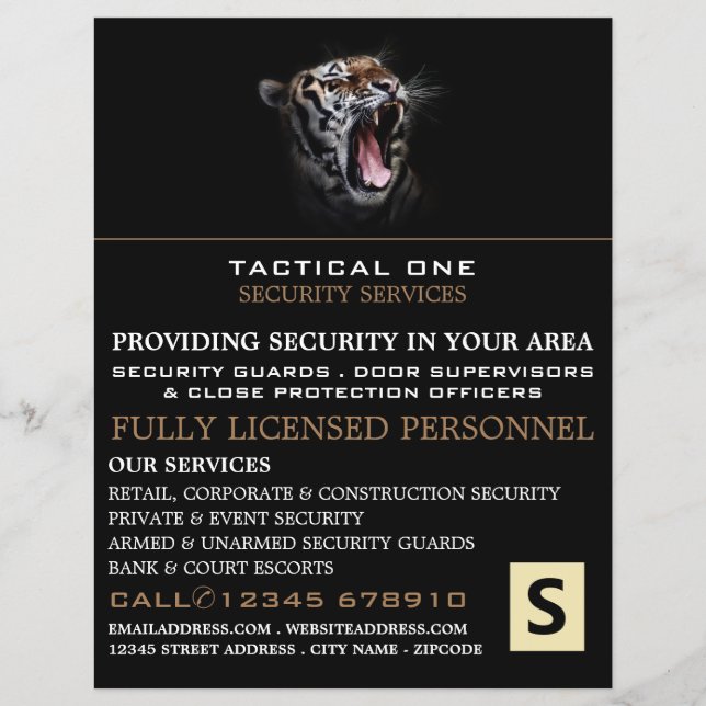 Tiger Roar, Security Personnel Advertising Flyer (Front)