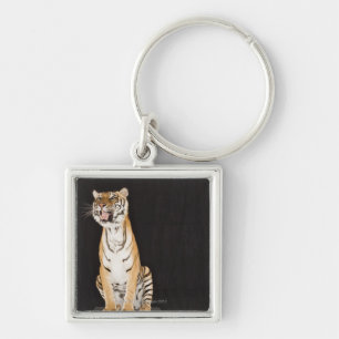 Tiger roaring key ring