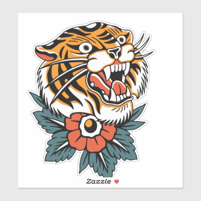 Tiger Roaring Sticker (Sheet)