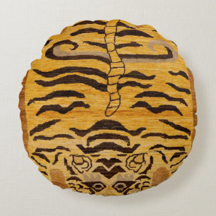 Tiger Rug I Wild Animal Zoo  Round Cushion