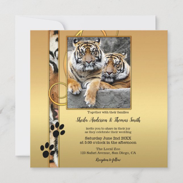 Tiger Safari Zoo Wedding Invitation (Front)