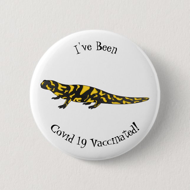 Tiger salamander cartoon illustration  6 cm round badge (Front)