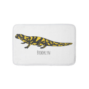 Tiger salamander cartoon illustration bath mat
