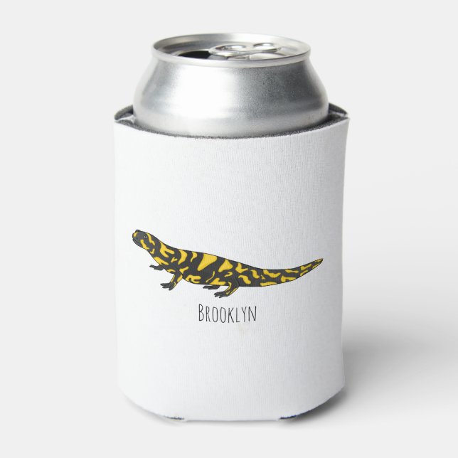 Tiger salamander cartoon illustration  can cooler (Can Front)