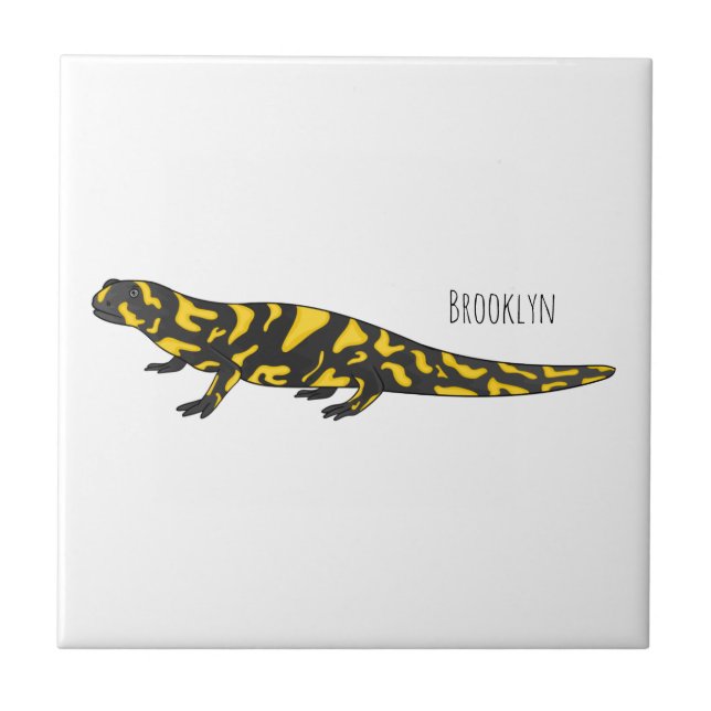 Tiger salamander cartoon illustration  ceramic tile (Front)