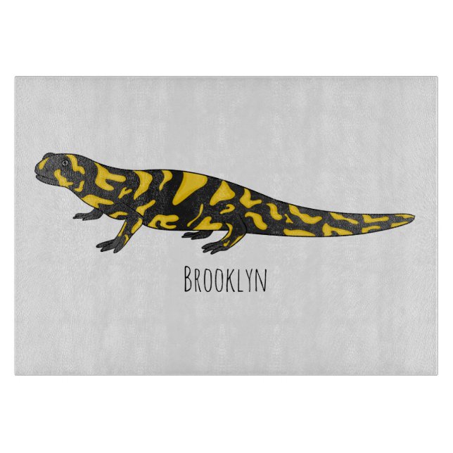 Tiger salamander cartoon illustration cutting board (Front)