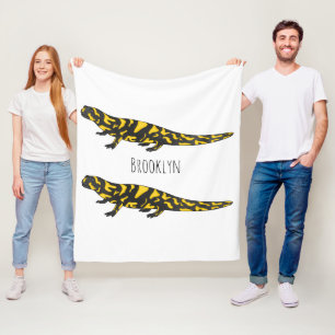 Tiger salamander cartoon illustration fleece blanket