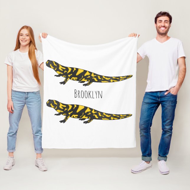 Tiger salamander cartoon illustration fleece blanket (In Situ)