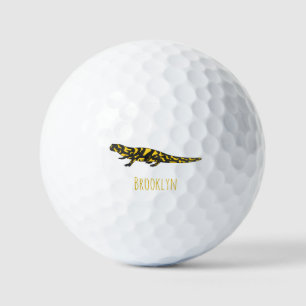 Tiger salamander cartoon illustration  golf balls
