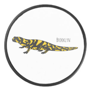 Tiger salamander cartoon illustration hockey puck