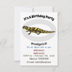 Tiger salamander cartoon illustration invitation