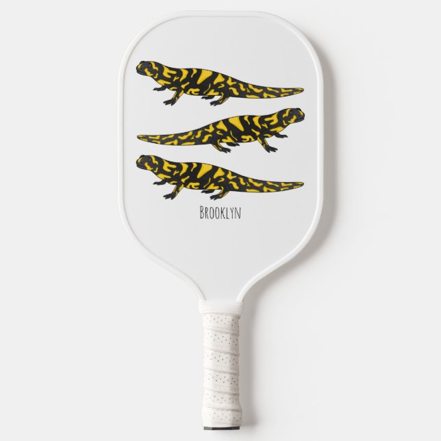 Tiger salamander cartoon illustration  pickleball paddle (Front)