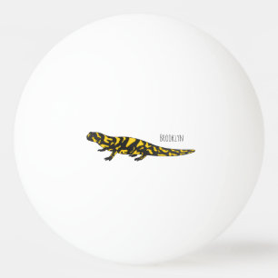 Tiger salamander cartoon illustration ping pong ball
