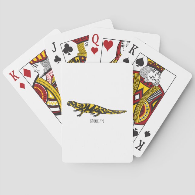 Tiger salamander cartoon illustration  playing cards (Back)