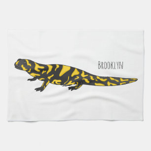 Tiger salamander cartoon illustration tea towel