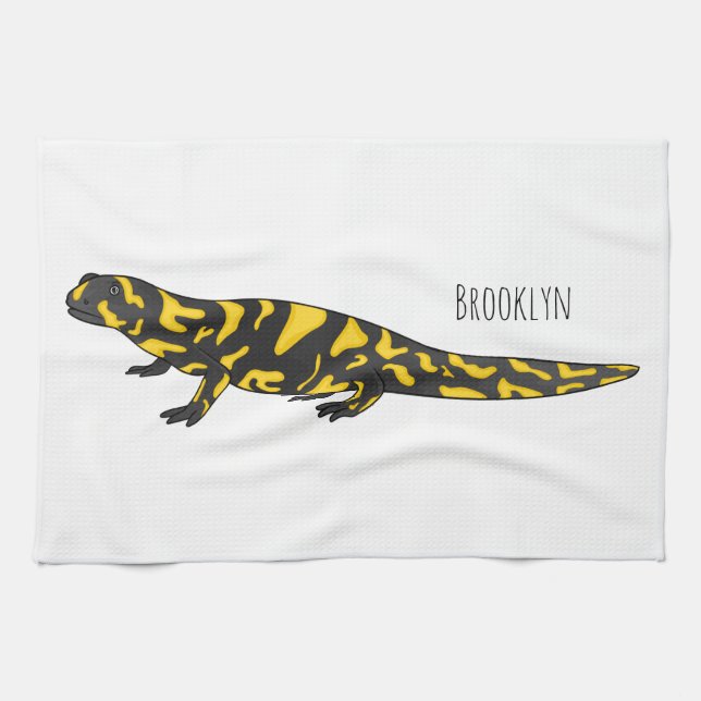 Tiger salamander cartoon illustration  tea towel (Horizontal)