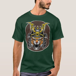 Tiger Samurai Helmet Funny Japanese Warrior Design T-Shirt