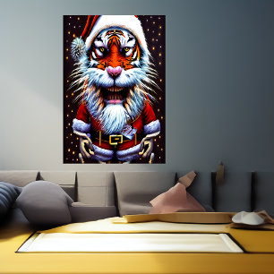 Tiger Santa Claus    AI Art Poster